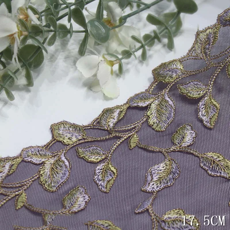 44Yds Embroidery Lace Trim Lingerie DIY Materials Leaf Embroidered Lace for Bra Sewing Accessories Crafts