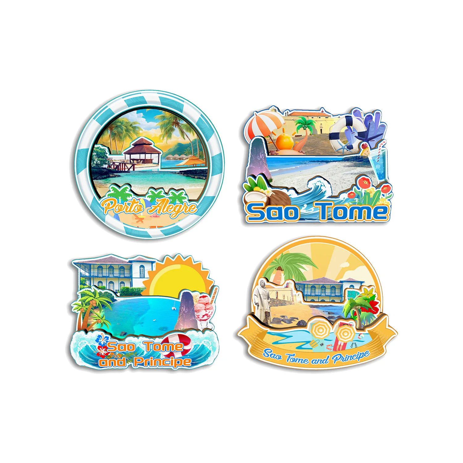 

Sao Tome Porto Alegre Sao Tome and Principe Fridge Magnet Travel Souvenir Gift Handmade Decorative Refrigerator Sticker Home