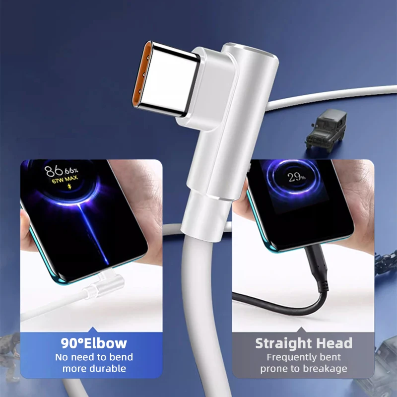 ل Redmi K80 K70 PD 120 واط كابل شحن سريع للغاية USB A إلى نوع C الكوع شاحن سريع الحبل ل Xiaomi 17 برو ماكس 15 14 13 K60