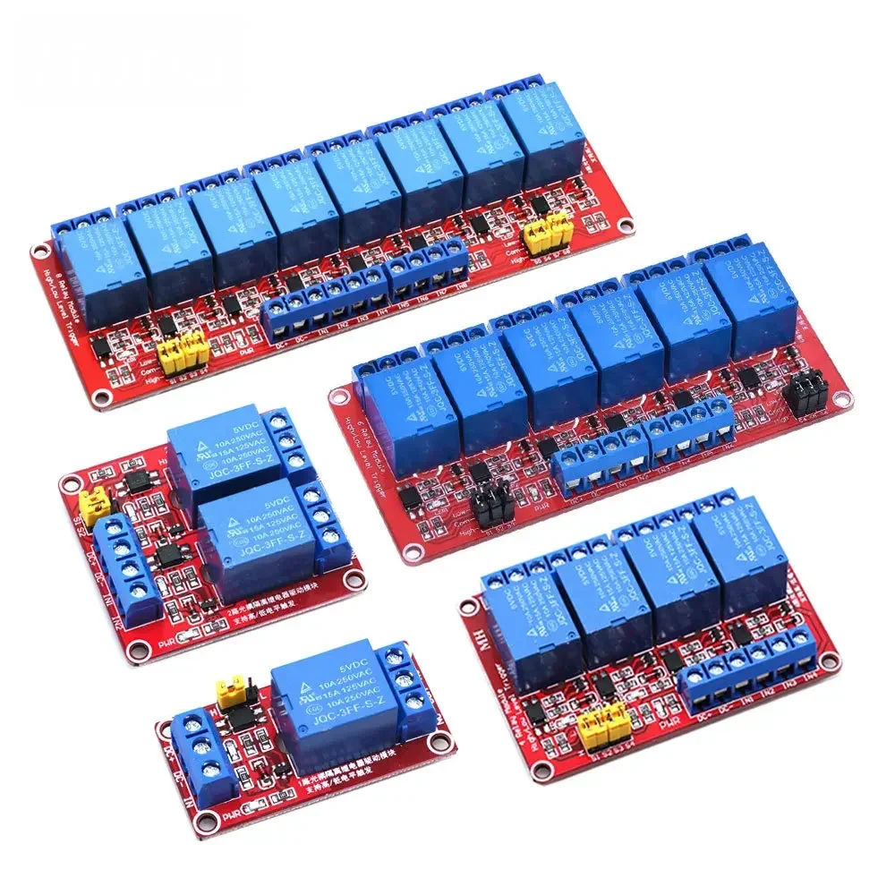 5V 12V 24V 1/2/4/8 Channel Relay Module High and low Level Trigger Dual Optocoupler Isolation Relay Module for Arduino