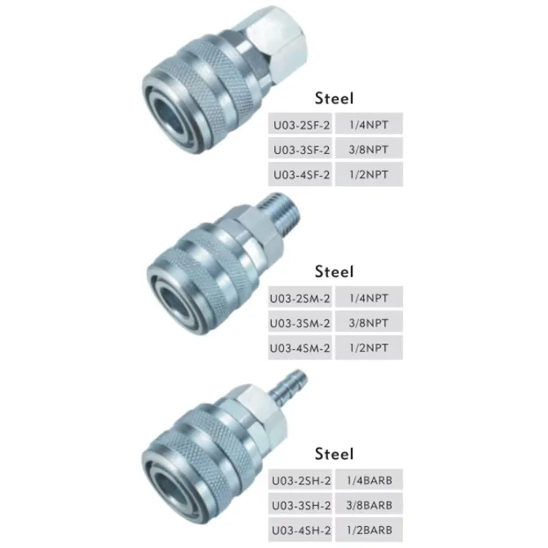 Acoplamiento rápido tipo ARO de EE. UU., cuerpo de 1/4 pulgadas, latón/acero, tapón para manguera de aire de 8mm, accesorios de herramientas y accesorios neumáticos
