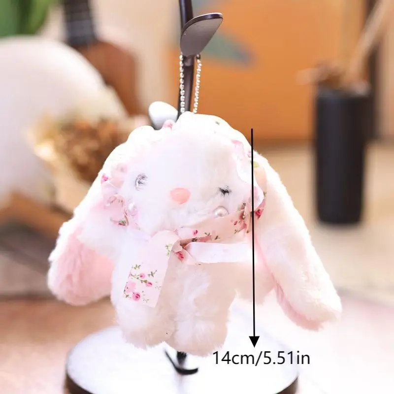 Adorable Rabbit Plush Keychain Cartoon Soft Toy Bag Charm Decorative Backpack Hanging Accessory Perfect Birthday Gift