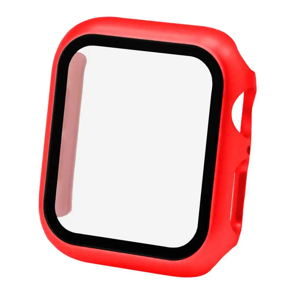 PE Protector with Tempered Glass Compatible with Smart Watches Aple Watch 4/5/6/SE (40mm) Red