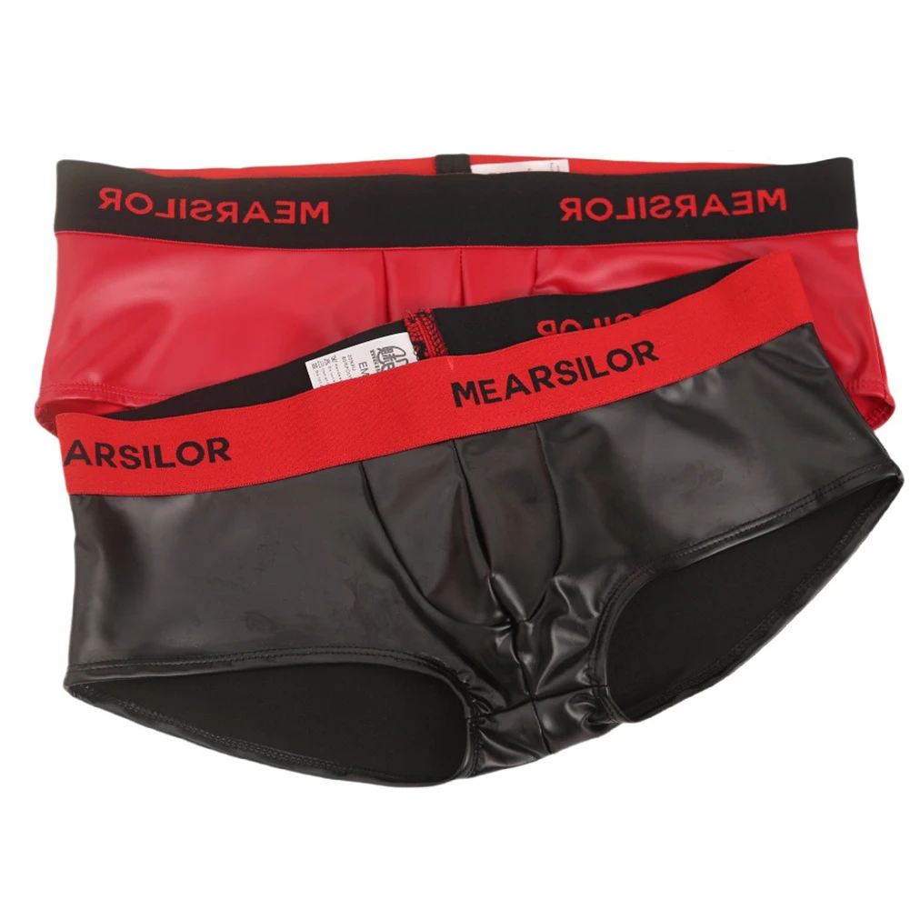 Men Sexy Latex Ammonia Panties Boxer Shorts Patent Leather Underwear Low Rise UPouch Trunk Sexy Accessories For Men Clubwear