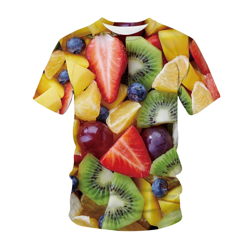 Hip Hop Fruit 3d Printed Summer Men\'s T-shirt Fun Kiwi Strawberry Fashion Short Sleeve Shirt Street O Neck Loose Quality Top