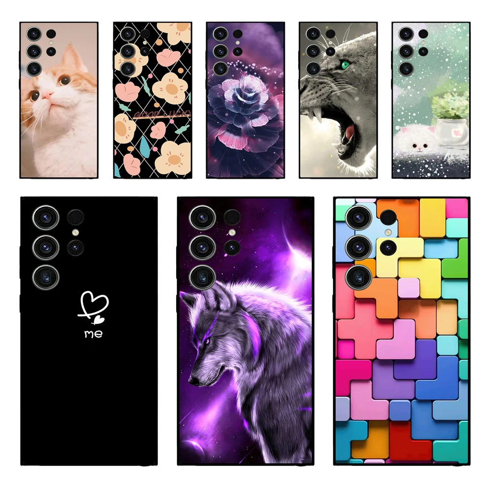 For Samsung S23 Ultra Case Black Cover Lion Wolf Silicone Soft Back Cases For Samsung Galaxy S23 Ultra Phone Case S 23 Ultra