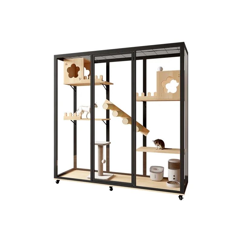 Cat villa home oversized space, cat nest house panoramic glass cabinet