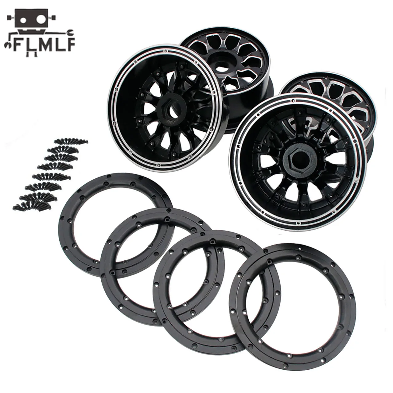 Rc Car Metal Wheel Hubs with Beadlocks Ring Set for 1/5 HPI ROFUN BAHA ROVAN KM BAJA 5B 5T Truck Parts