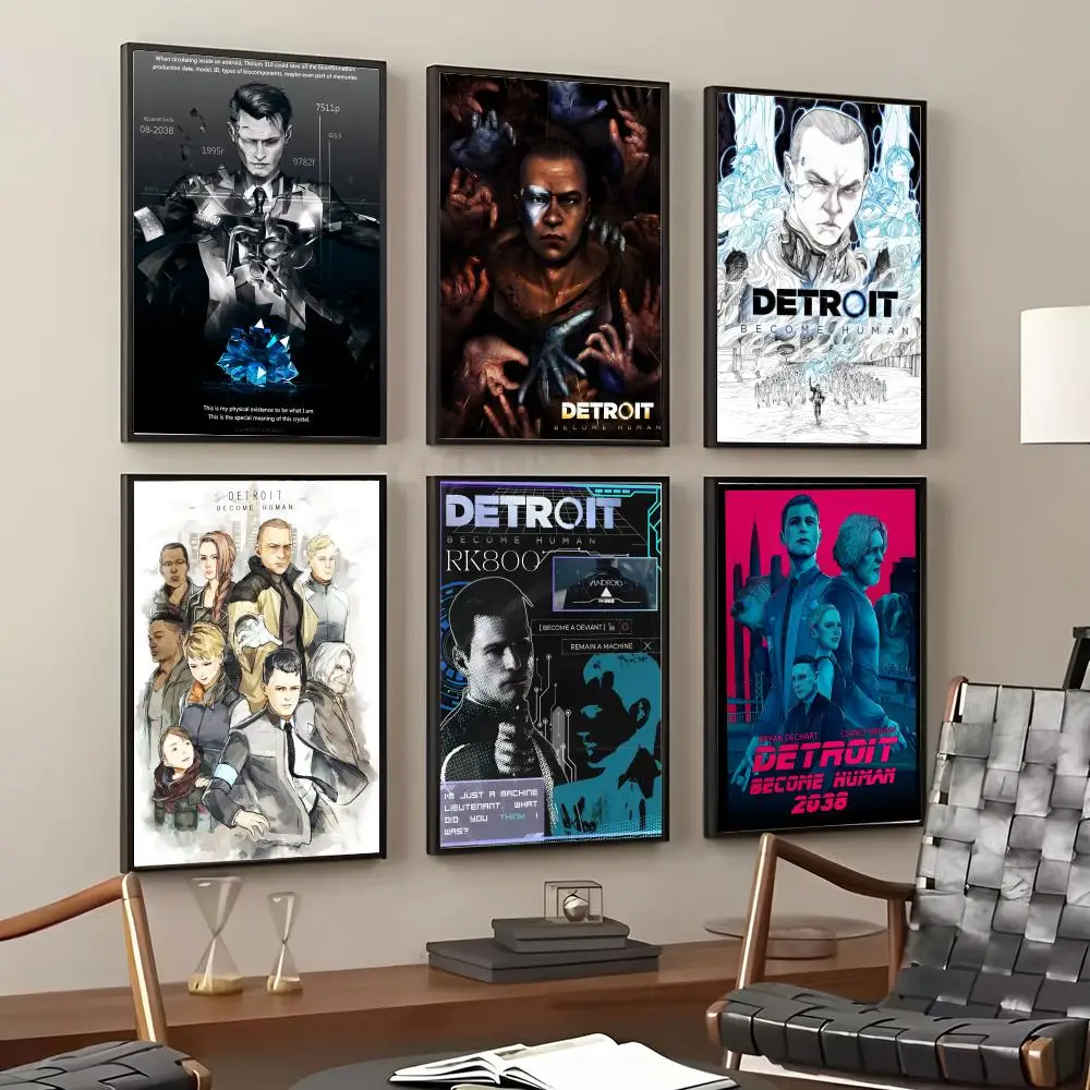 Game D-Detroit Become HumanS  Painting Calligraphy Cotton Canvas Wall Art Poster Quality Decor Painting for Home Decor