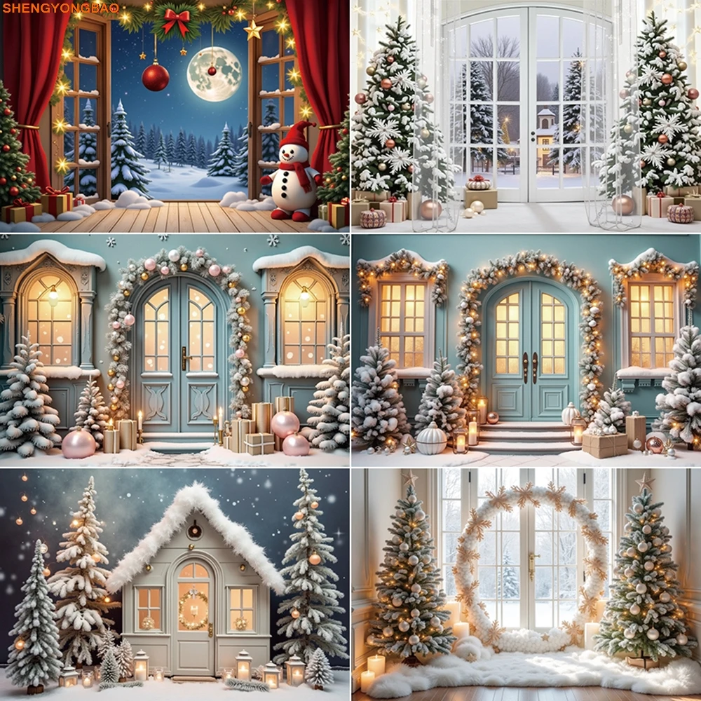 

Christmas 2025 Photography Backdrop Window New Year Xmas Tree Photozone Background Child Studio Photozone Supplies