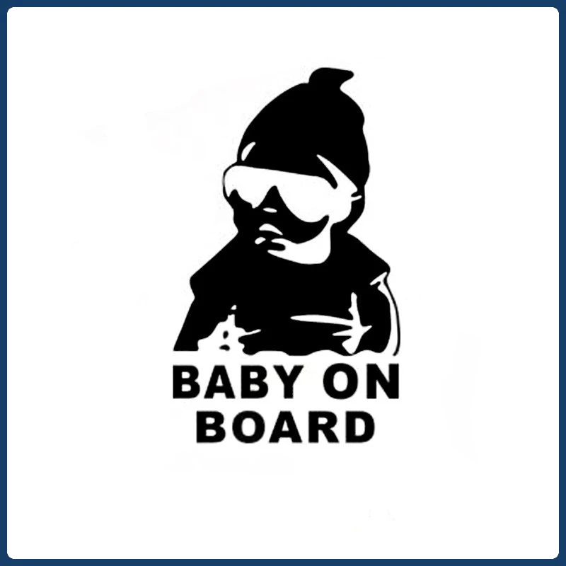 Exterior Accessories BABY ON BOARD Cool Rear Sunglasses Child Car Stickers Warning Decal Black/White KK 14x9cm