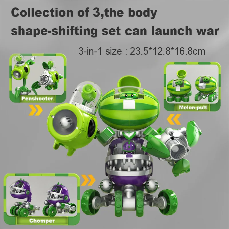 3 in 1 Assembly Deformation Toys For Boys Robot Doll PVZ Plant Vs. Zombie Mecha fighter PVC Action Figure Model Kid Gift