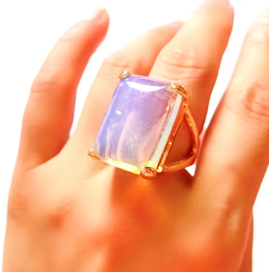 Großhandel 20 teile/los Farbige Luxus Riesige Naturstein Ring Vintage Opal Kristall Charme Ringe Hochzeit Engagement Schmuck – Detail 9