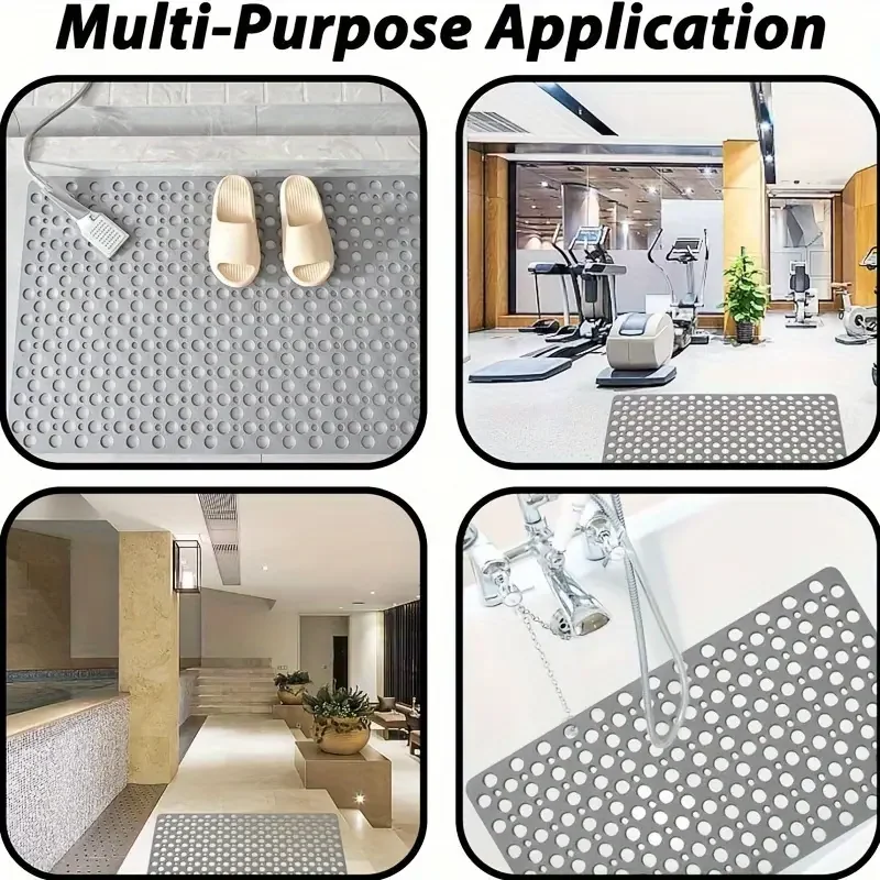 TPE Bathroom Non-slip Mat Round Hole Leakage With Suction Cup Safety Massage Non-slip Floor Mat Bathing Foot Mat Large Size