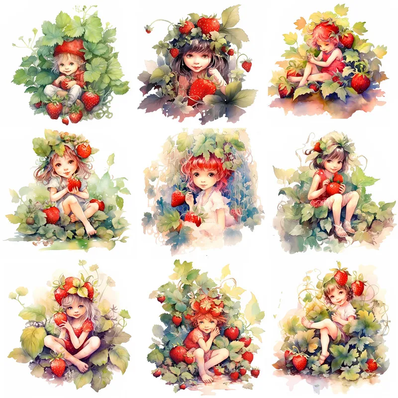 12Pcs/Pack Strawberry Mushroom Girl Sticker DIY Craft Scrapbooking Album Junk Journal Decorative Stickers