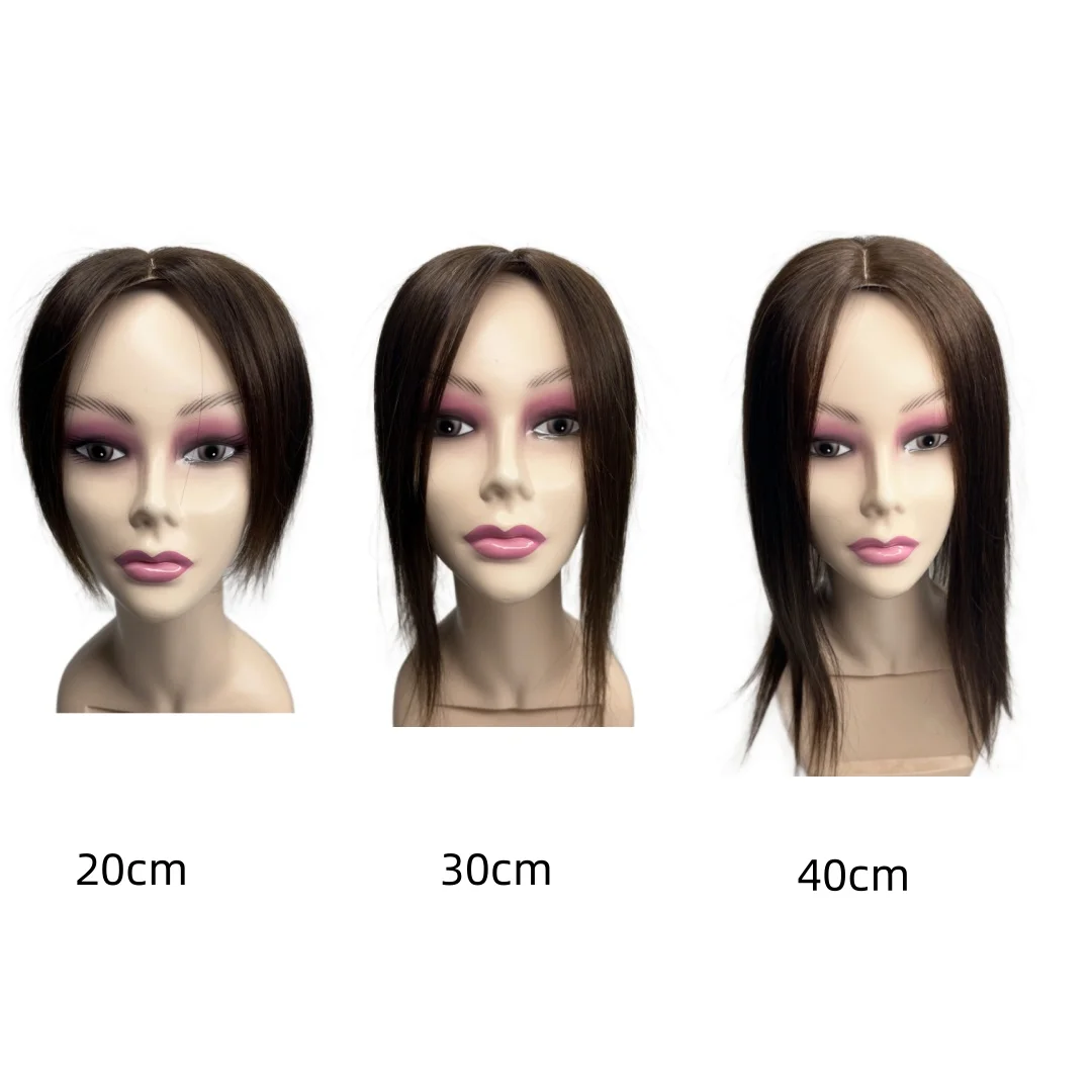 Clip de Base de seda para mujer, extensiones de cabello, peluca parcial de cabello humano, 12x13 cm, parte media, postizos para cuero cabelludo