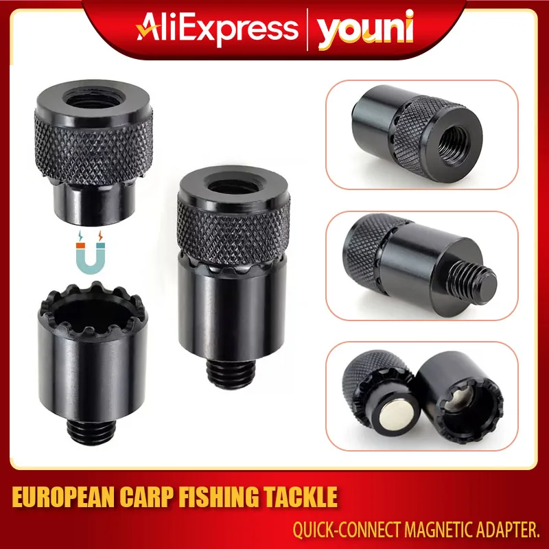 Quick Release Fishing Rod Bracket Adapter (2/3/4pcs) with Built-in Magnet for Bite Alarm - M3/8 Thread