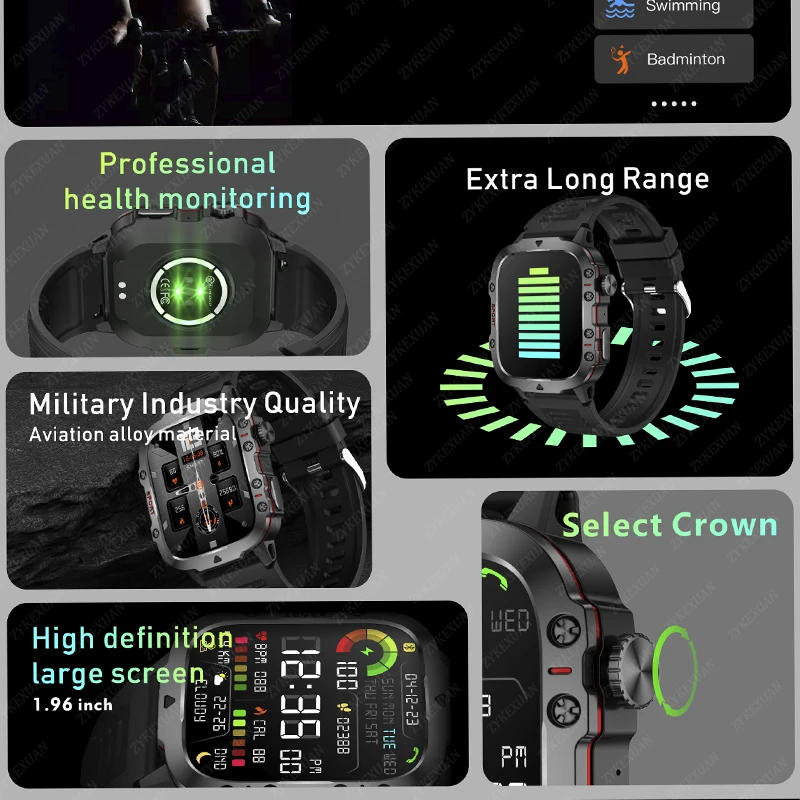 2025 For Xiaomi New Rugged Military GPS Smart Watch Men Bluetooth Call Health Monitoring AI Voice Sports Waterproof Smartwatches image 3