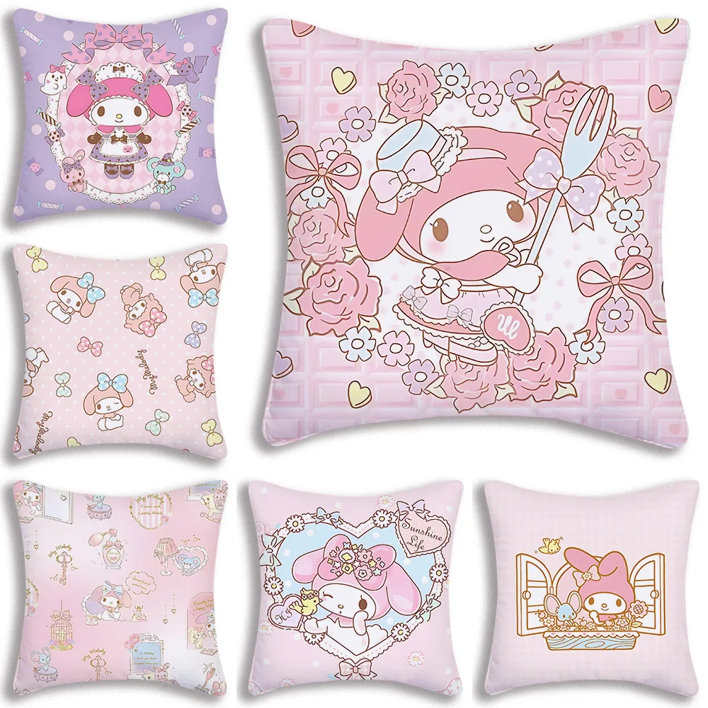 Cute Cartoon Kawaii My Melody Pillow Covers Cartoon Sofa Decorative Home Double-sided Printing Short Plush Cute Cushion Cover