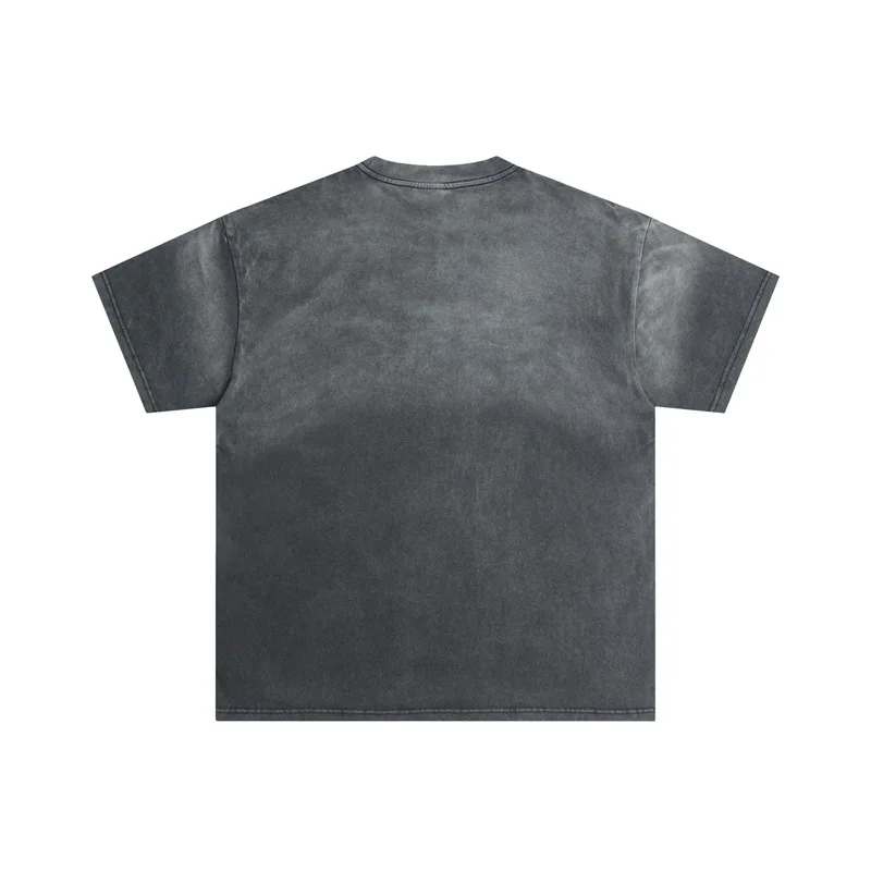 American Streetwear Brand VALLEY Black Mens Short Sleeves Pure Cotton Washed Skull Print Vale Oversized T-Shirts