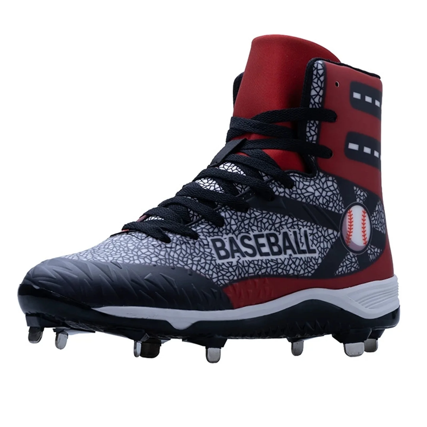 Professional High-top Unisex Baseball/Softball Shoes - Anti-slip Cleats, Abrasion-resistant for Turf & Outdoor Sneakers
