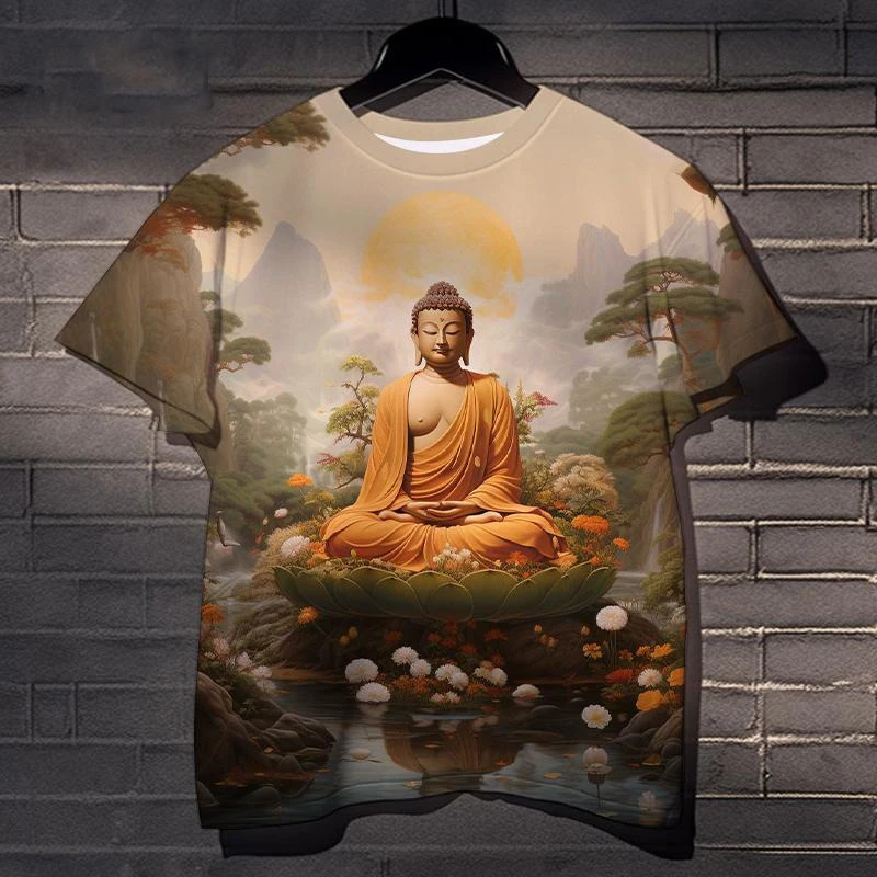 New Sakyamuni 3D Print T-Shirts O-Neck Men Women Buddha Religious Belief Short Sleeve Oversized Harajuku Tees Tops Kid Clothing