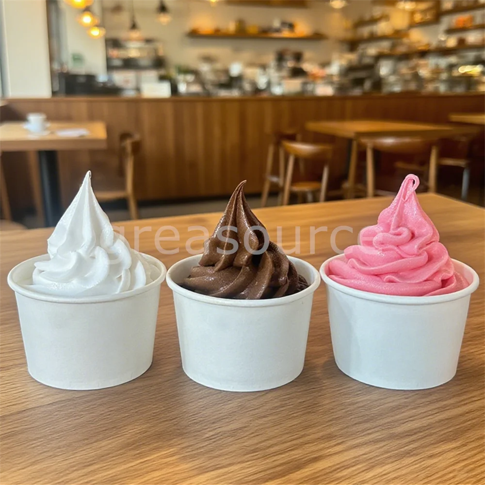 

3.94in Small Cute Cup Chocolate Festive Day Smooth Ice Cream Strawberry Flavour Food Model Soft Serve Fake Dessert Snack Vanilla