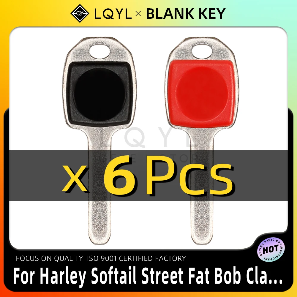 

LQYL 6 Pcs New Blank Key Motorcycle Replace Uncut Keys For Harley Softail Street Fat Bob Classic Heritage Slim Low Rider