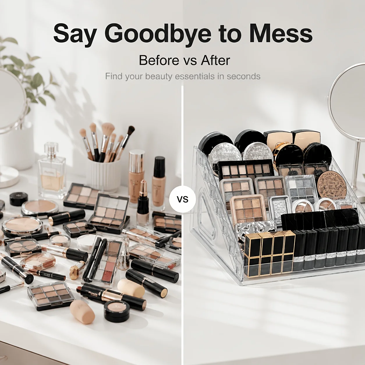7-Tier Acrylic Makeup Organizer/Large Capacity/Clear Vanity Storage Rack for Lipsticks, Perfumes & Cosmetics