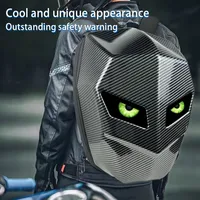 Rider Motorcycle LED Backpack Light Bluetooth Carbon Fiber School Bag Hardshell Motorcycle Riding Full Helmet Backpacks