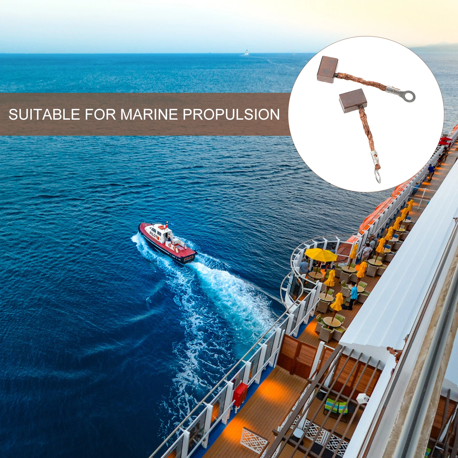 

2Pcs Electric Marine Propeller Carbon Brush Long Lasting Motor Parts Practical Replacement for Boat Ship Propeller Accessories