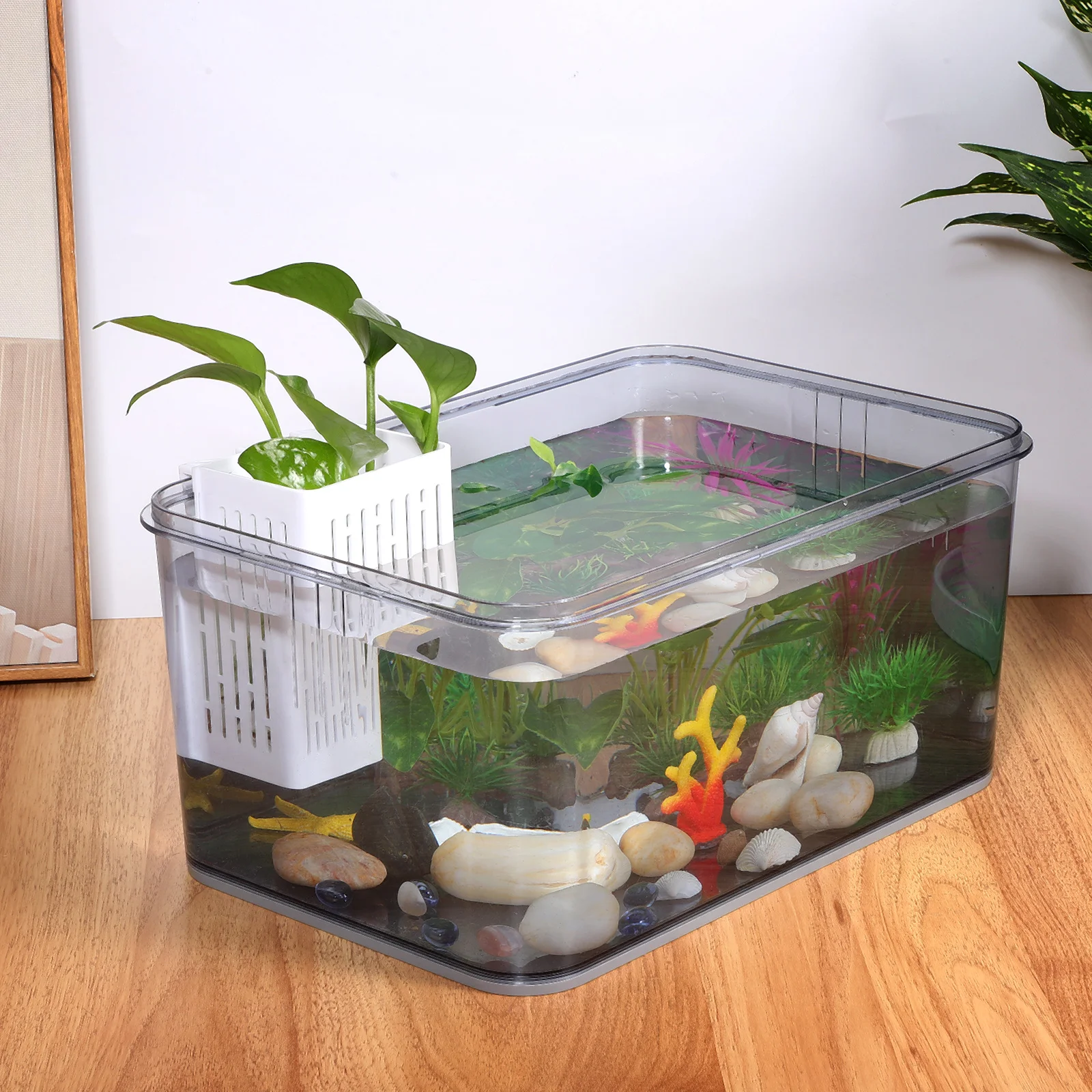 

2pcs Aquarium Plant Basket Sturdy Plastic Hanging Fish Tank Planter Cup Drainage Design For Live Plants Aquarium Accessories