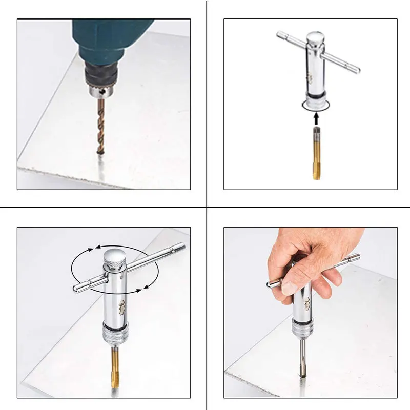 Imagem -04 - Catraca Ajustável Tap Broca Titular t Handle Metric Plug T-shaped Ferramentas Oficina Mecânica Chave Rosca Pcs M3-m8