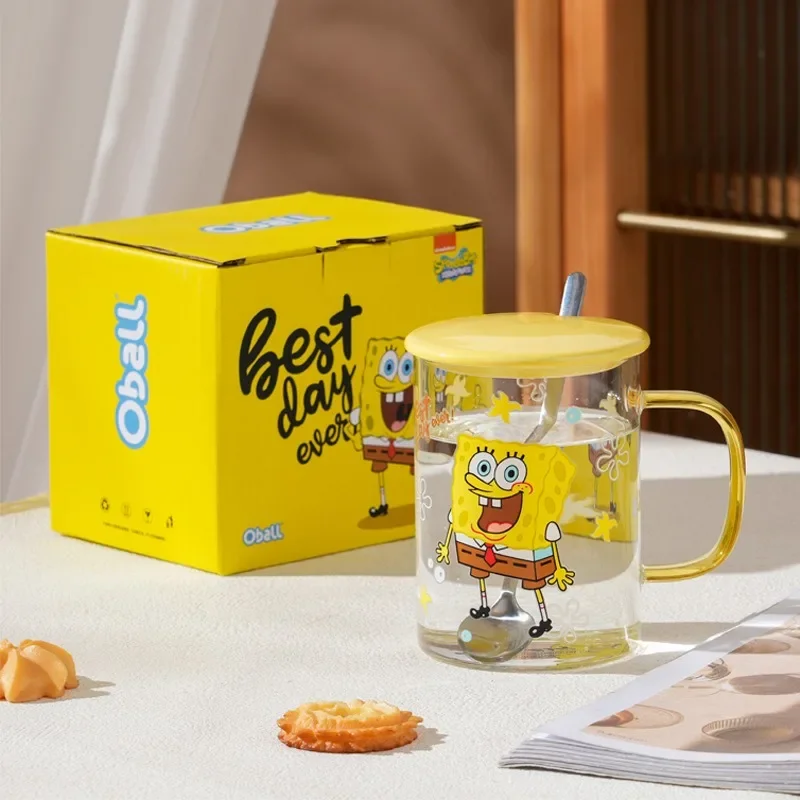 SpongeBob Coffee Tea Milk Mugs Cups with Handle Cartoon Glass High-temperature Resistant Companion Gift Gift Couples Office Cups