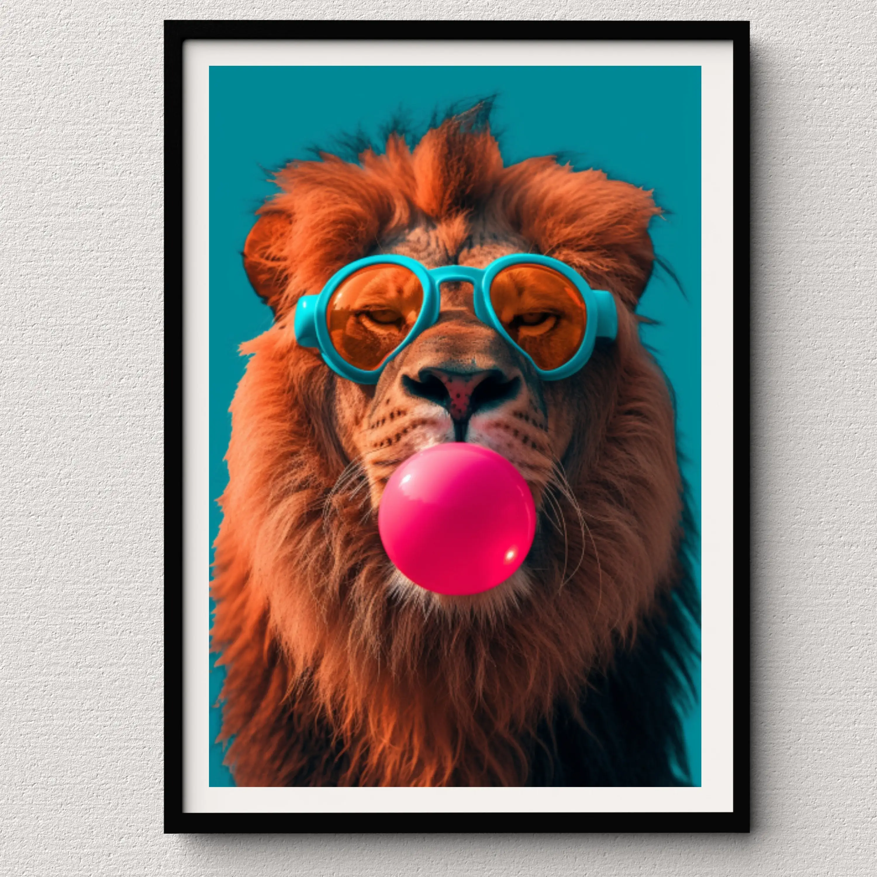 Animal Bengal Cat Drinking Coffee Jaguar Blow Bubbles Poster Print Wall Art Pictures Canvas Painting Living Room Home Decor Gift