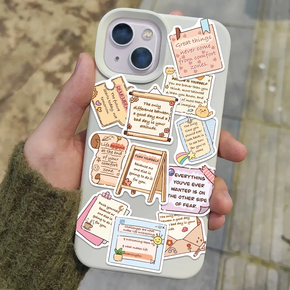50 Stück motivierende englische Phrasen-Aufkleber für Laptop, Skateboard, Gitarre, Helm, DIY, ästhetische Aufkleber, kreative Geschenke – Detail 9