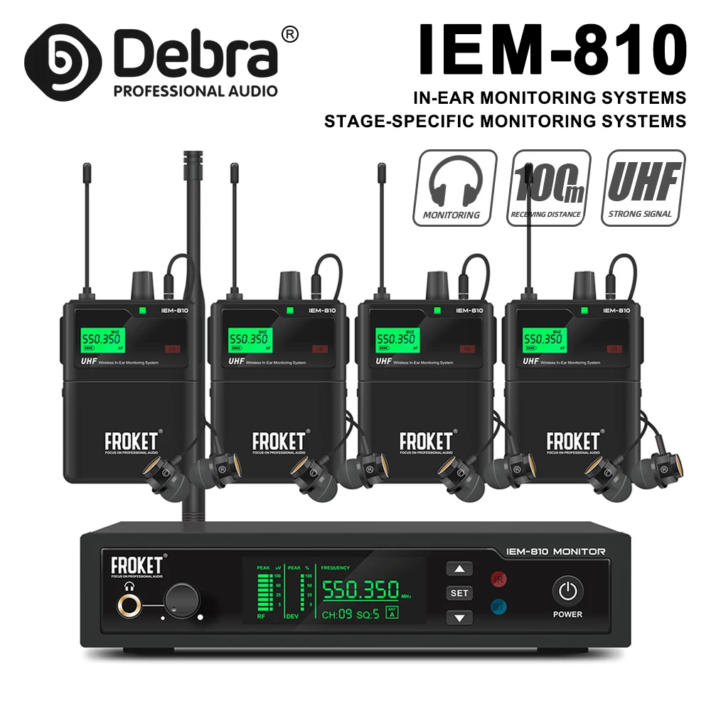 IEM-810 Professioneel Draadloos In-Ear Monitoringsysteem, Mono Uhf Met Bluetooth 5.0, 530-580 Mhz, Voor Bands, Toneelvoorstellingen