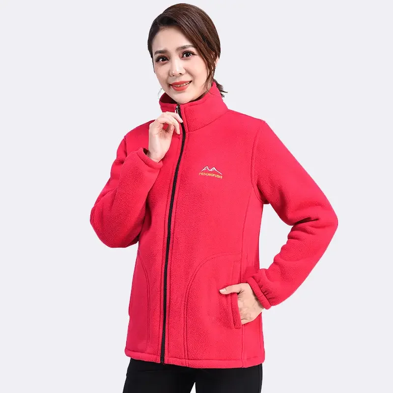 Autumn Winter Fleece Jacket Women Clothing Zipper Sweatshirt Warm Long Sleeve Thick Cardigan Sport Outdoor Warm Sweatshirt New