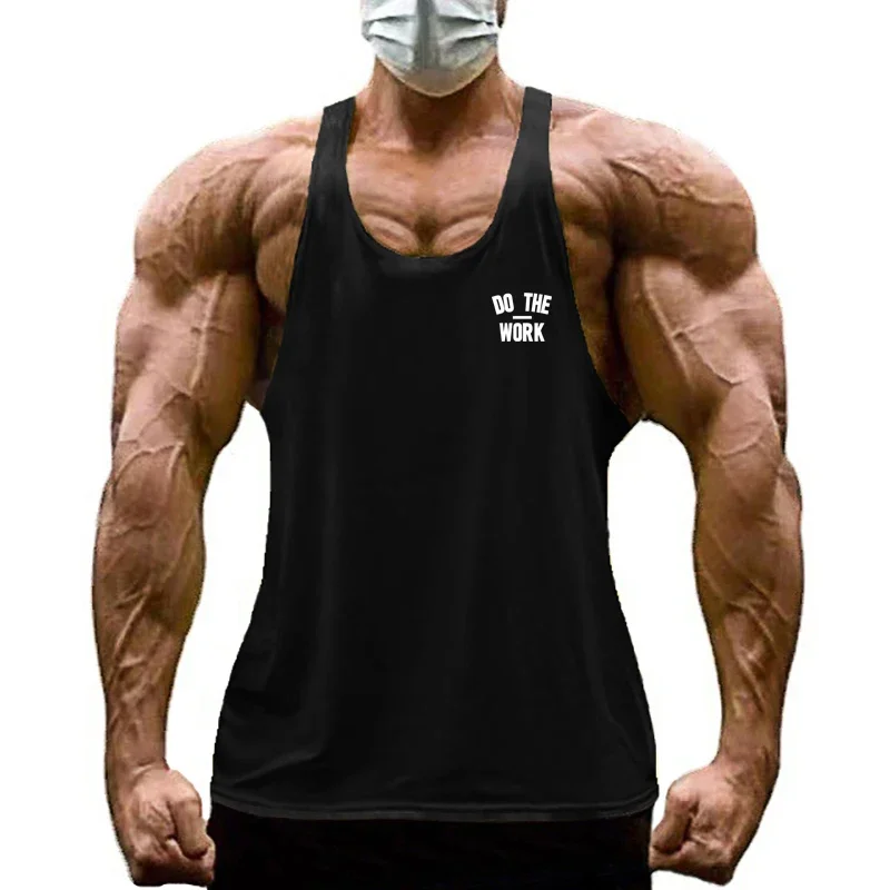 Men's Cotton Sleeveless Tees Gym Bodybuilding Workout Tank Tops Muscle Fitness Shirt Summer Cotton Breathable Absorb Sweat Vest