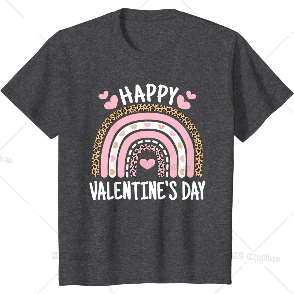 Happy Valentines Day Leopard Rainbow T-Shirt