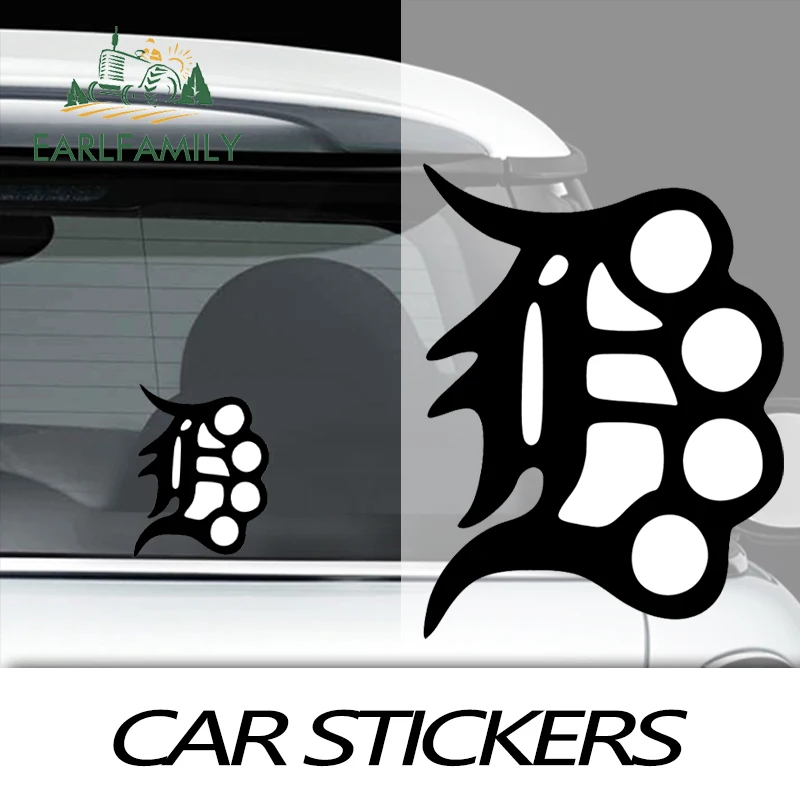 EARLFAMILY 13cm x 6.5cm Brass Knuckles V1 Sticker Decal JDM FCK ILL Vinyl Truck Vehicle Body Accessories Waterproof Car Stickers