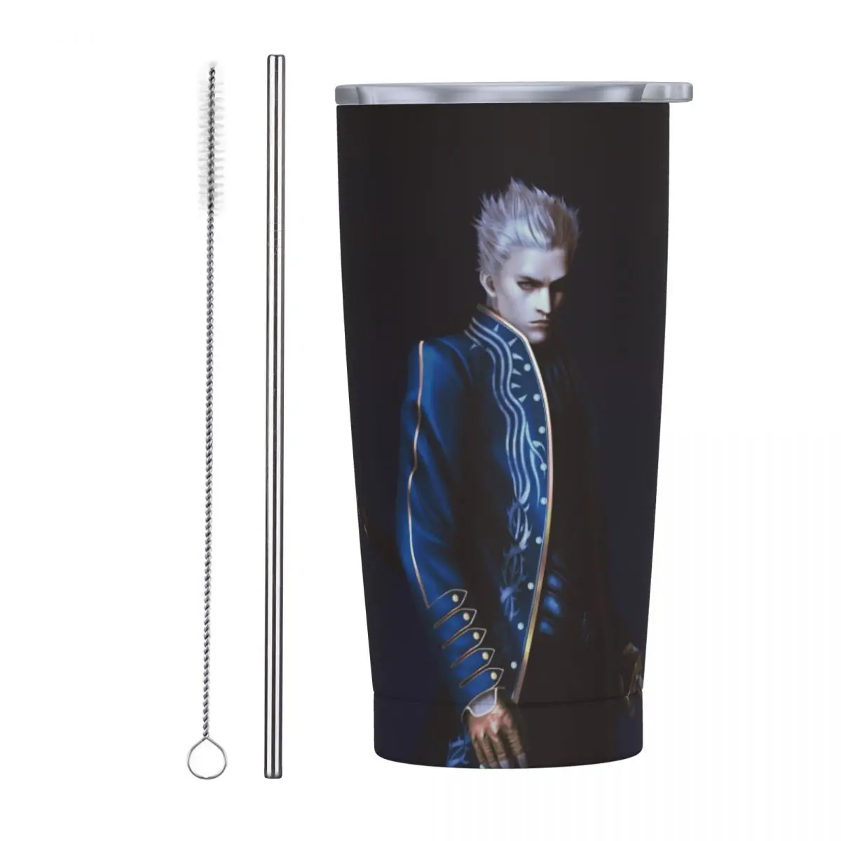 Vergil From The Devil May Cry Series Stainless Steel Tumbler Vacuum Insulated Mugs Thermal Cold Bottle Straw With Lid 20oz