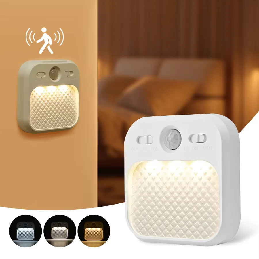 1-4 Pack Motion Sensor LED Night Light Rechargeable Wireless Magnetic Cabinet Lamp For Bedroom Stairs Hallway Kitchen Lighting