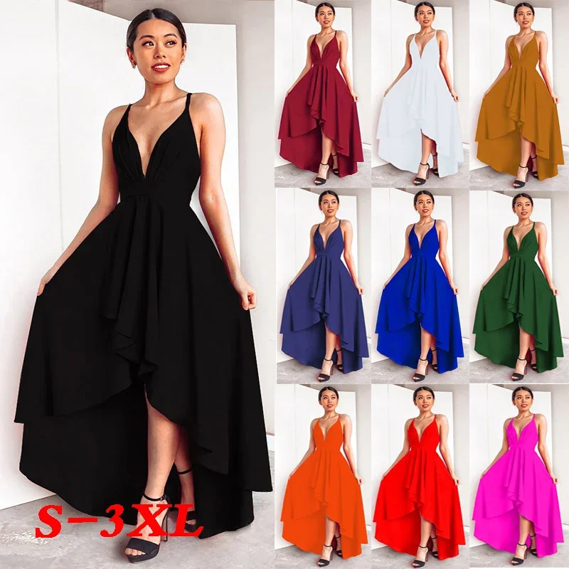 Summer Dresses for Women 2022 Deep-V Sleeveless Sling Bridesmaid Temperament Backless Casual Dresses Party Dresses vestidos XC42