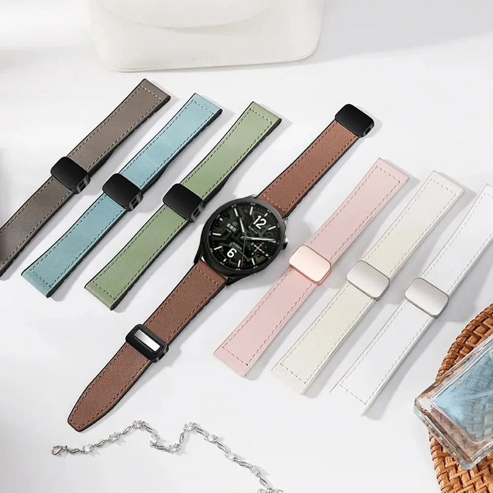 20/22mm Silicone+Leather Strap For Xiaomi Watch S5-4-3-2 Magnetic Buckle Watchband Amazfit Balance 3 2 1/Bip 6 5 Max/Helio Belt view 6