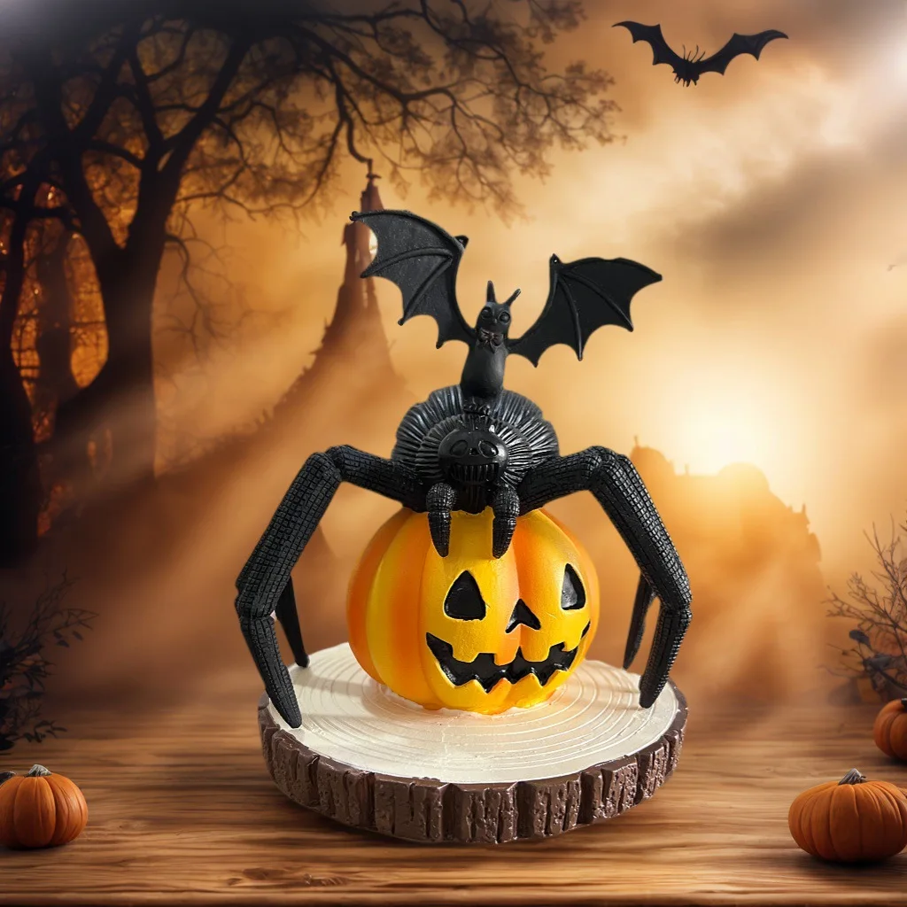 

Halloween pumpkin spider bat resin ornaments creative festival scene atmosphere decoration craft ornaments