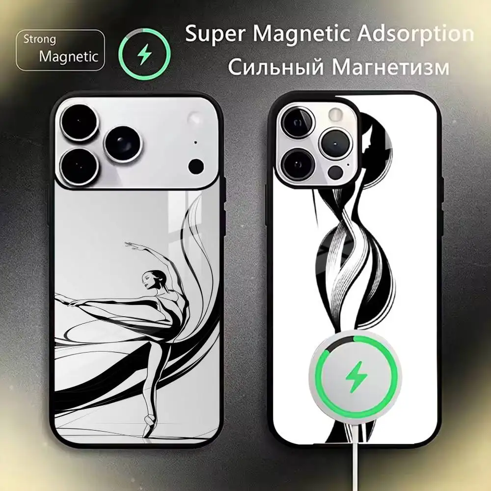 Elegant Lady Silhouette  Phone Case For iPhone17,16,15,14,13,12,11 Plus,Pro Magnetic For Magsafe Wireless Charging