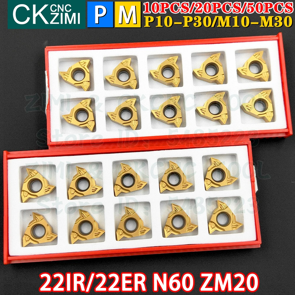 22IR N60 ZM20 22ER N60 ZM20 Carbide Inserts Internal External Thread Threaded Turning Inserts Tools CNC Metal Lathe Cutter Tools