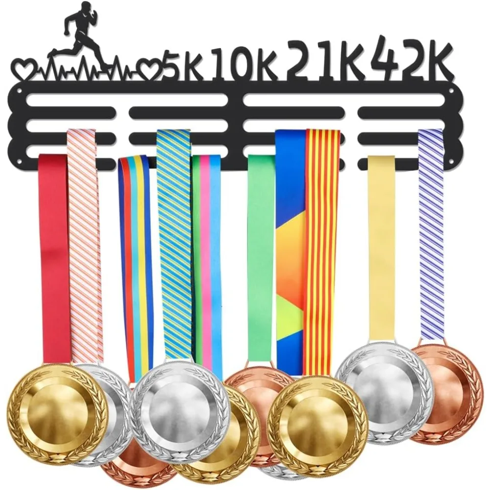 

Marathon Metal Medal Hooks Running Wall Storage Award Holder Medal Hanger Rack Frame Decoration Medal Collection for Over 60+