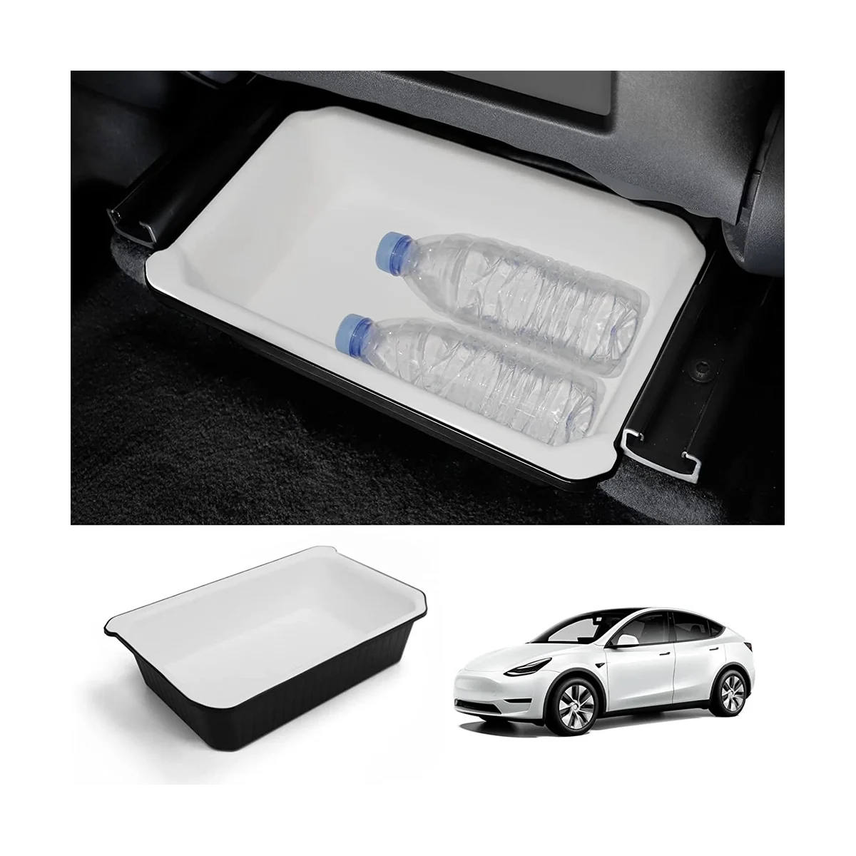 For Tesla Model Y 2021 2022 2023 Accessories Under Seat Storage Box Organizer Hidden Tray Underseat Bins Storage image 2